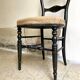 Napoleon III chair in black wood and beige skaï