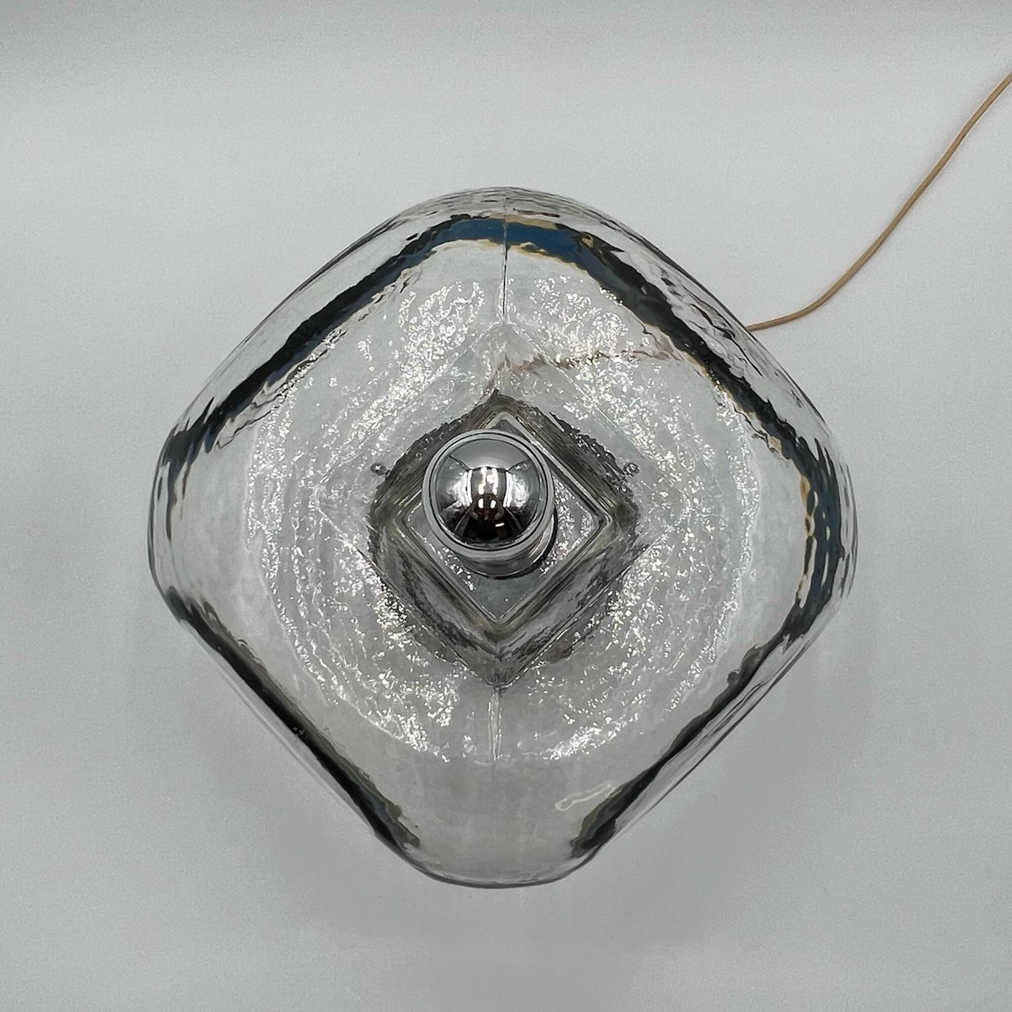 Luxury Large Table Lamp in Murano Hammered Glass, 60s