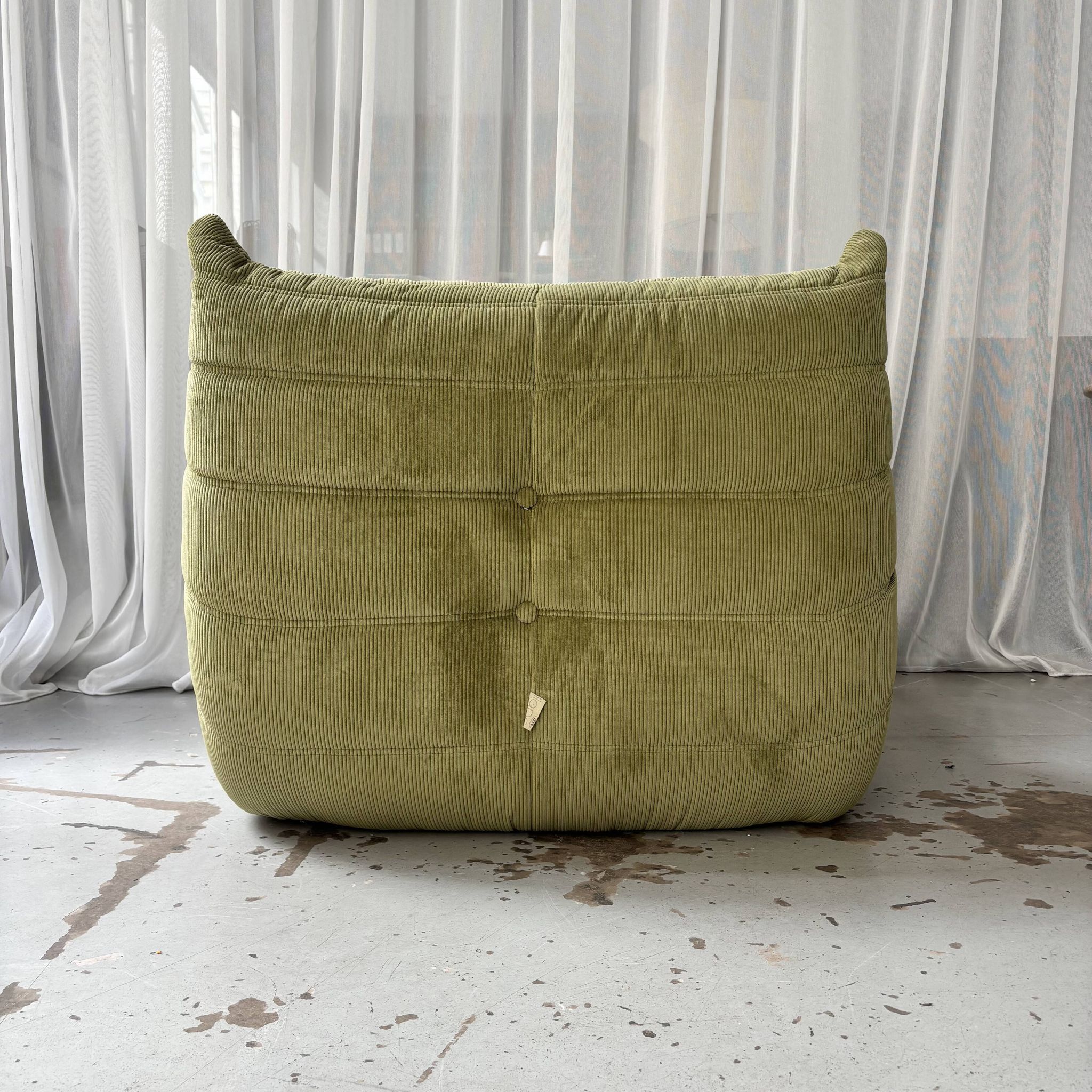 Togo velvet green armchair by Michel Ducaroy