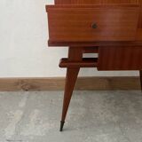 Varnished wooden bedside table