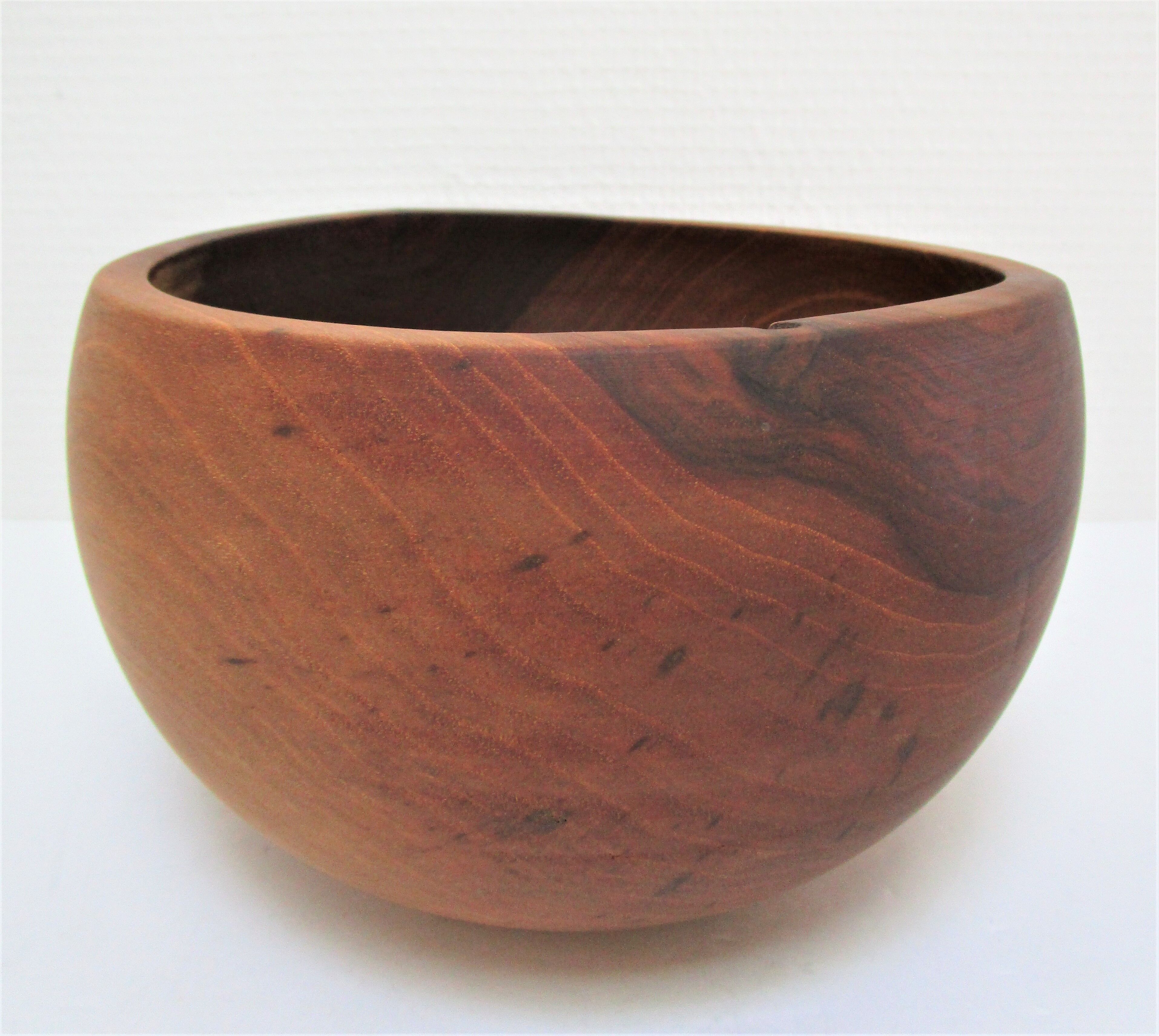 Three bowls solid wood turned patinated vintage