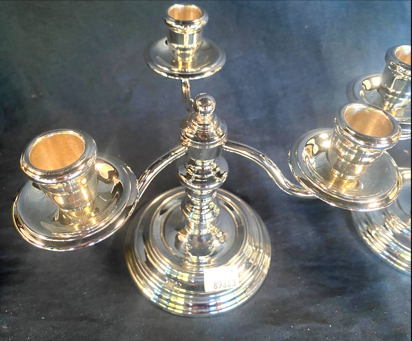 Christofle pair of three-armed silver-plated metal candelabras