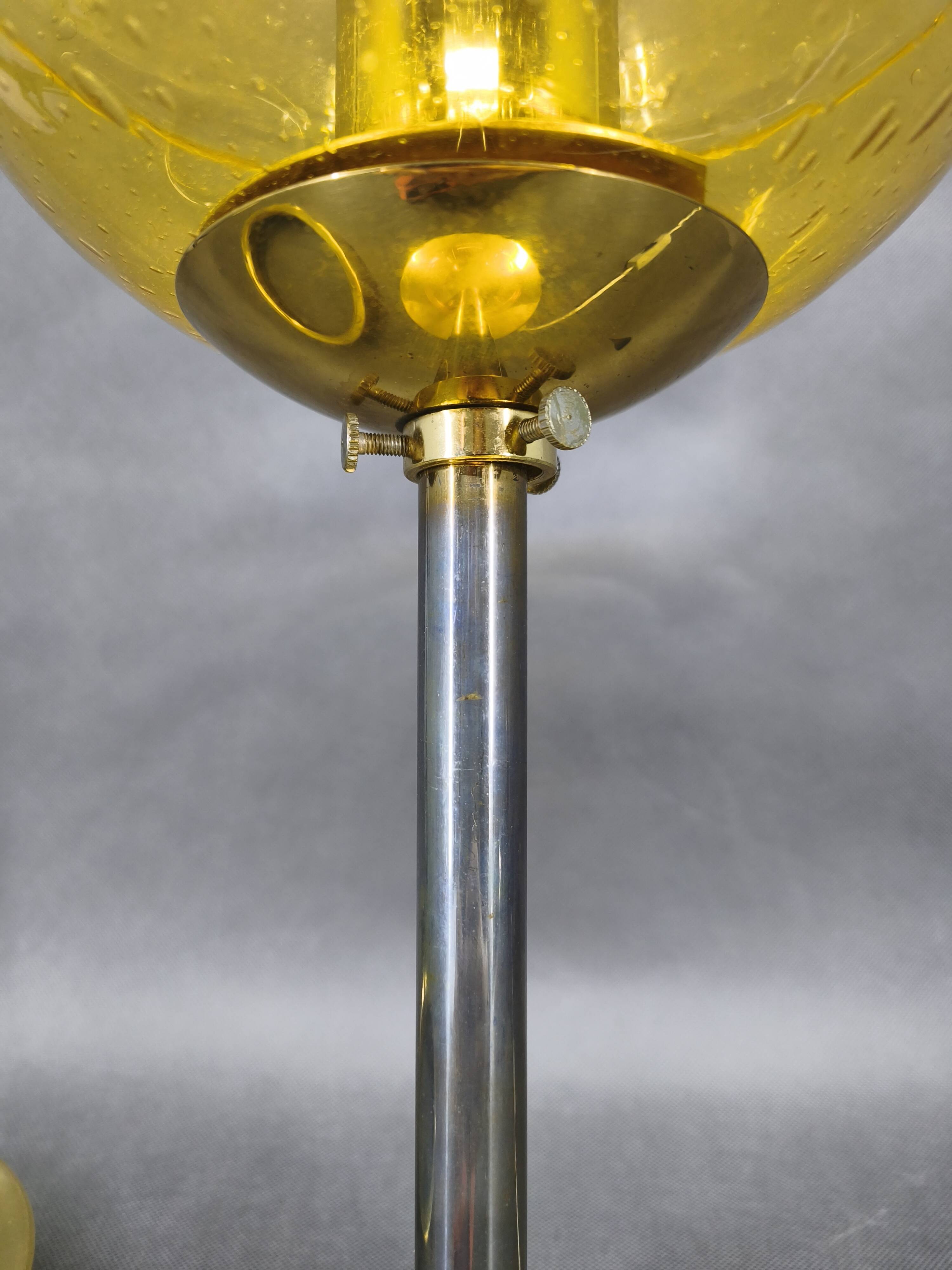 1970s Space Age Table Lamp Brass Glass Kamenický Šenov