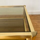 Gold metal coffee table and smoked glass