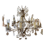 Lustre ancien cuivre et verre