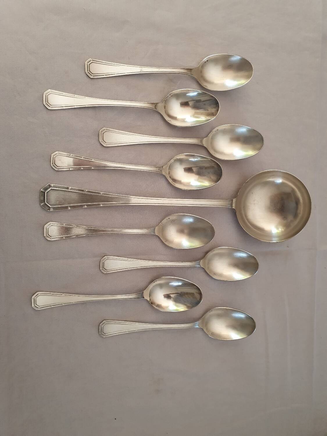 Louche set and 8 tablespoons Alfenide Christofle