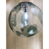 1990s contemporary olive-green and transparent sphere in murano glass