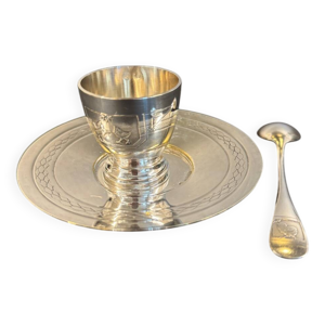 Coquetier en métal argenté