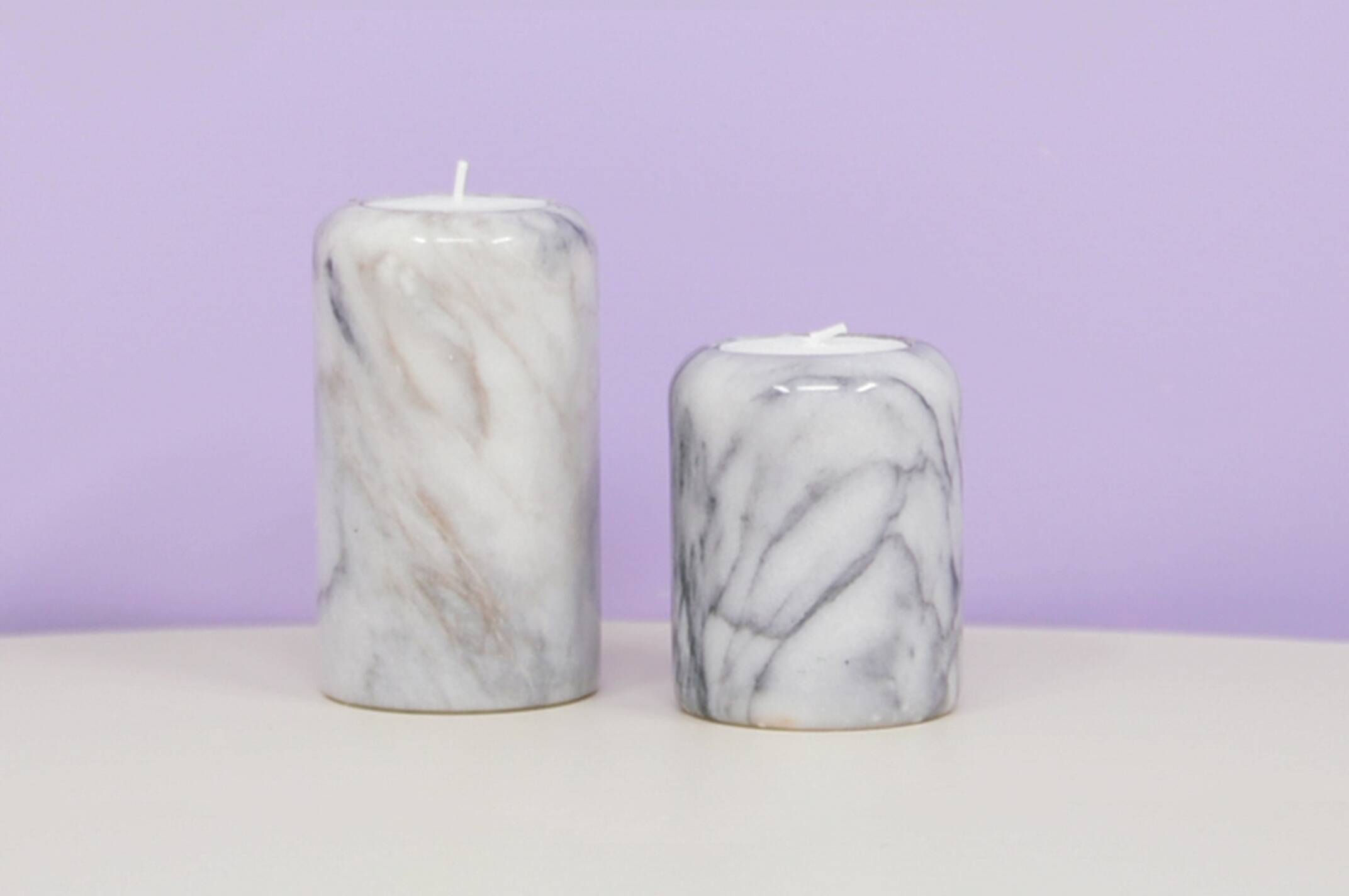Vintage set of marble tea light holders