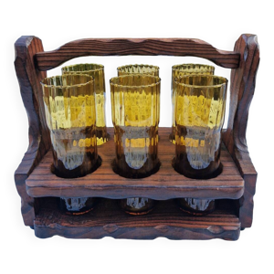 service de 6 verres vintage - bois