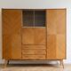 Vintage 1950s wooden secretary cabinet