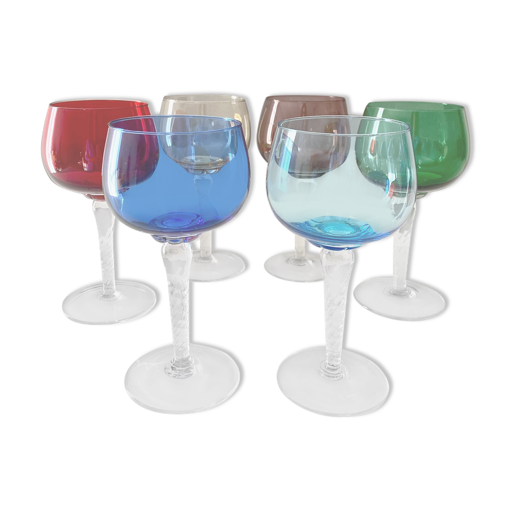 Lot De 6 Verres à Vin Colorés 220ml - Rouge, Bleu, Orange, Violet, Vert, Jaune - Design Moderne
