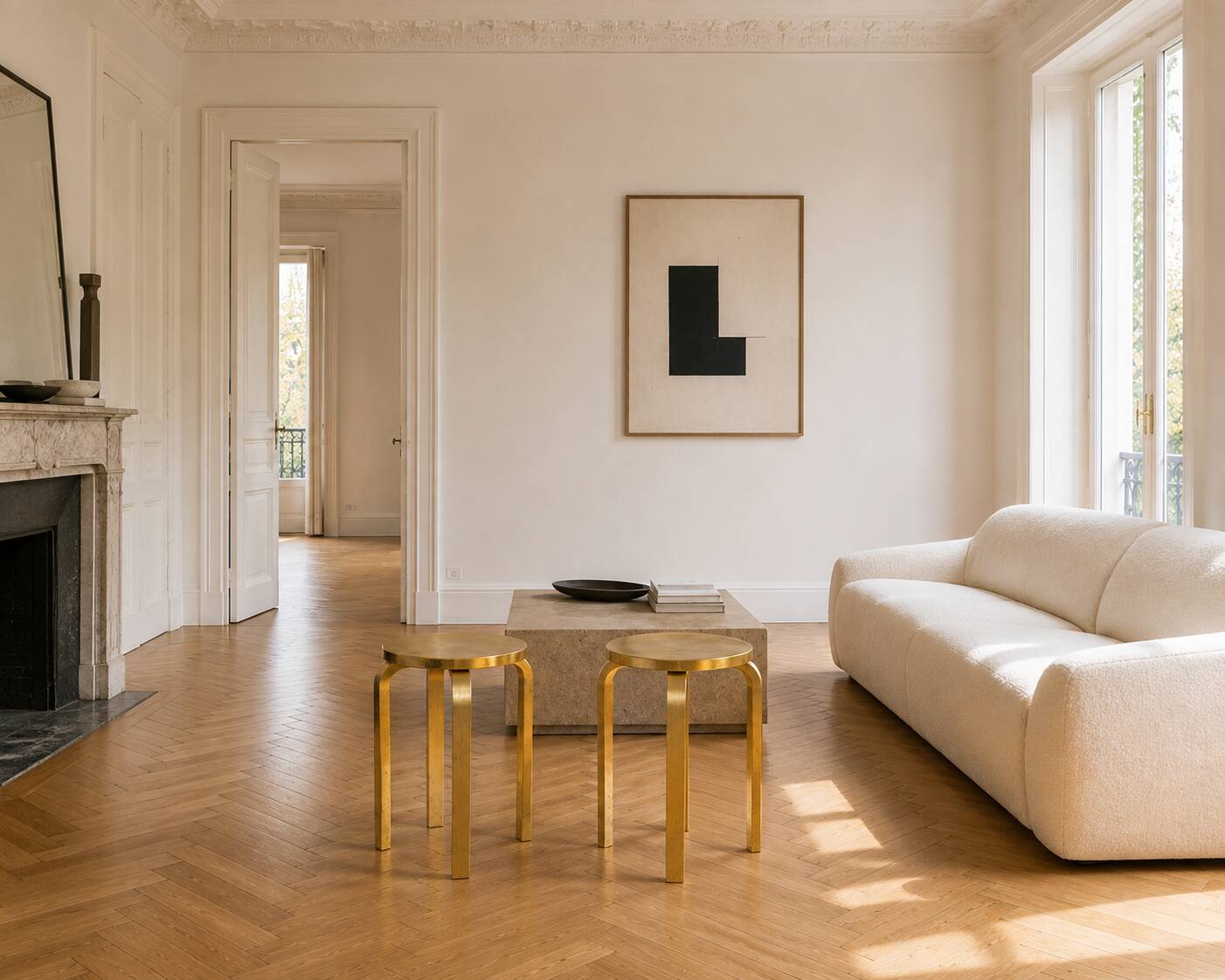 1990s IKEA Frosta Stools in the Style of Alvar Aalto, Gold Leaf Covered