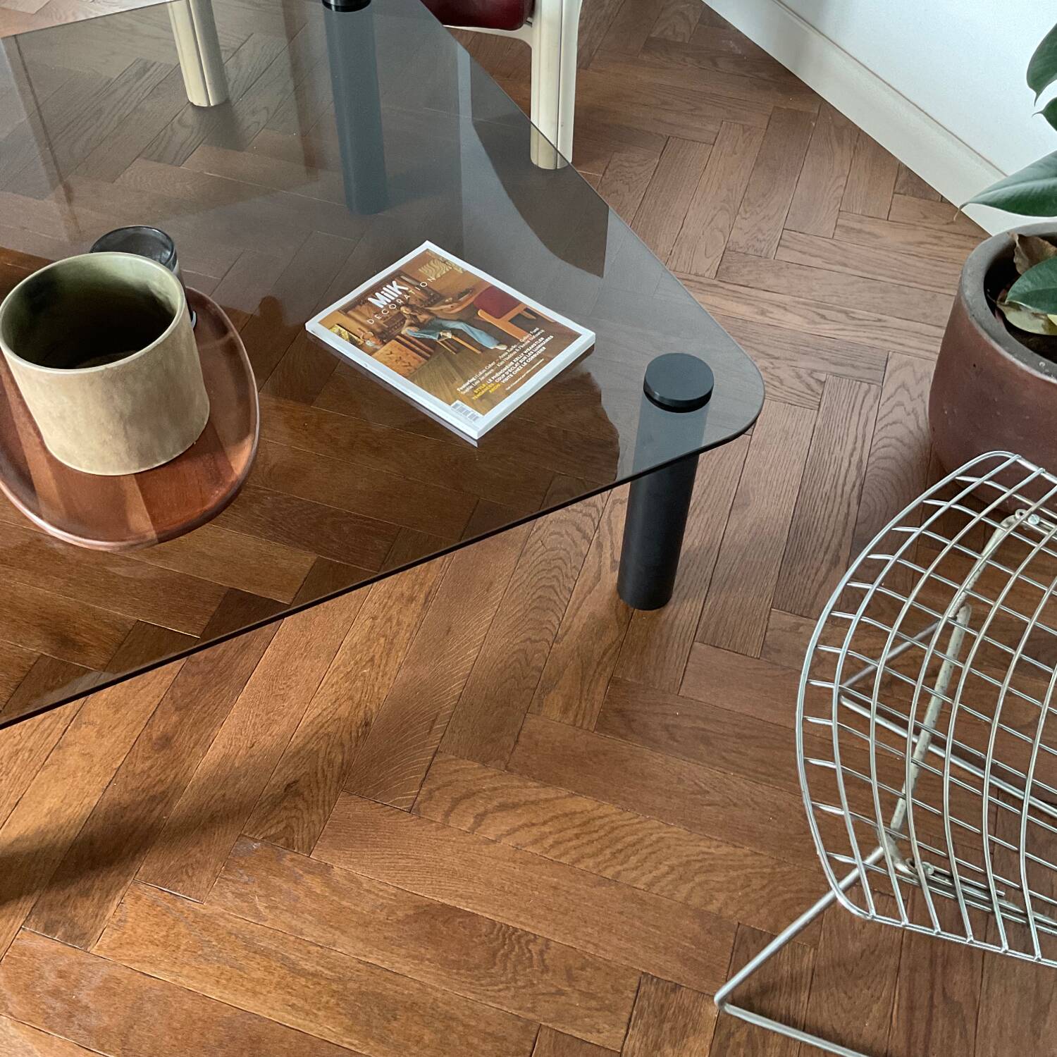 Habitat vintage smoked glass coffee table