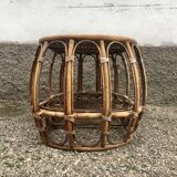 Paire de fauteuil en rotin et sa table ovale vintage