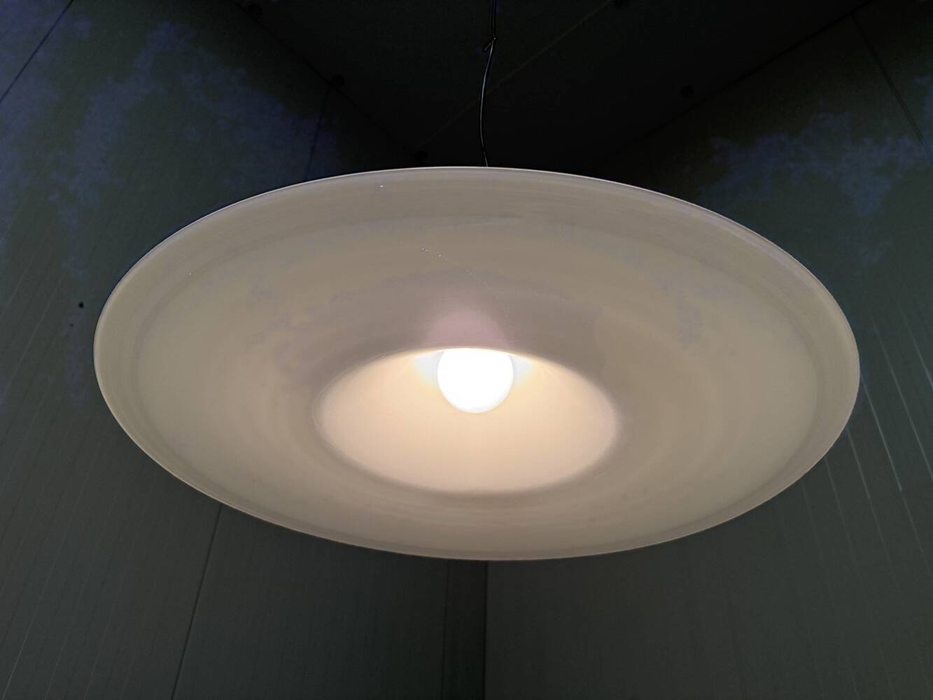 Large white glass hanging lamp by Vistosi, Italy