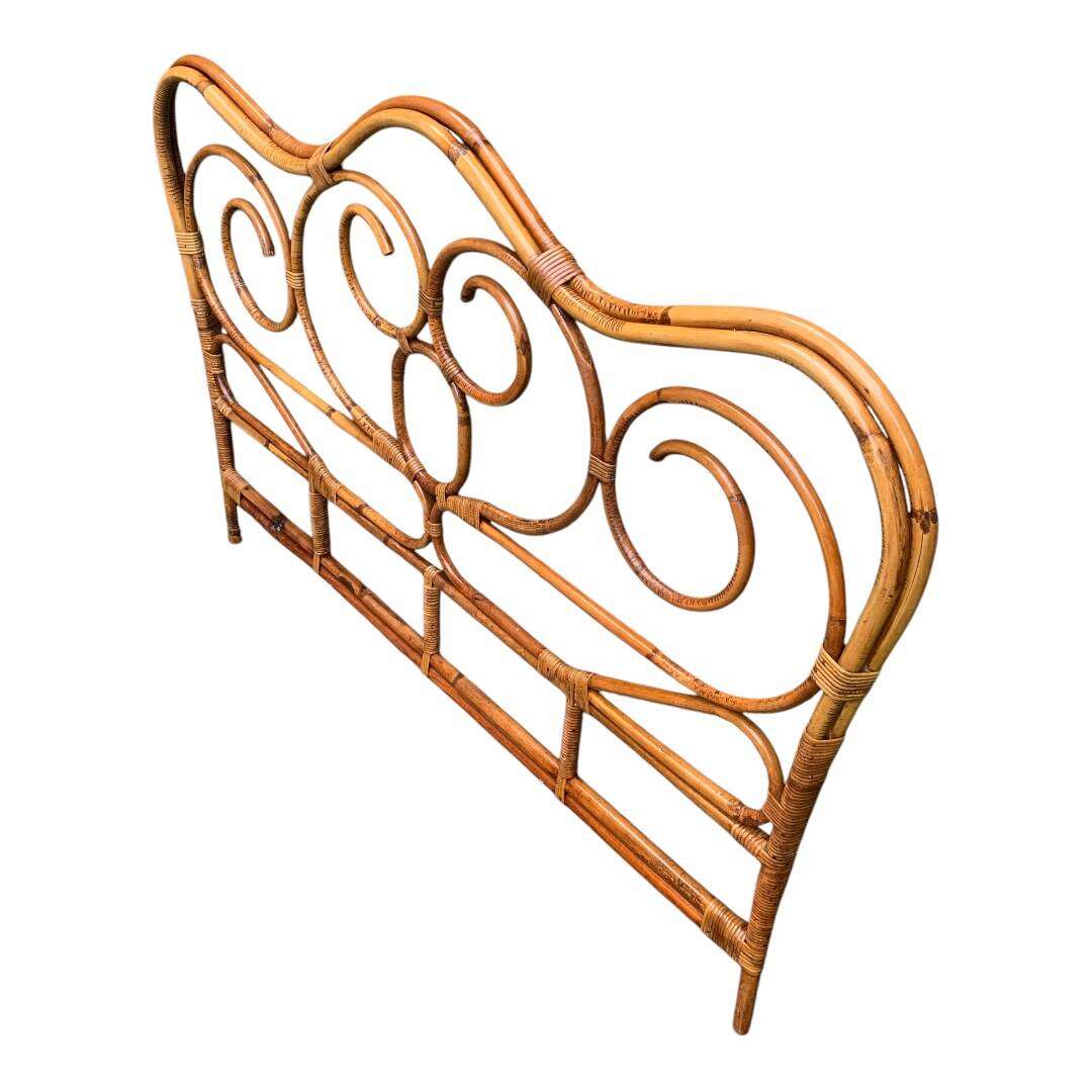 Bamboo and rattan headboard 160cm vintage 1960