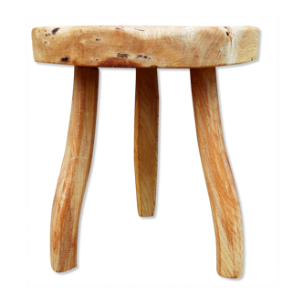 Brutalist wooden stool