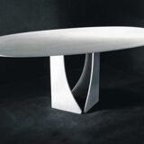 Oblong travertine dining table