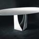 Oblong travertine dining table