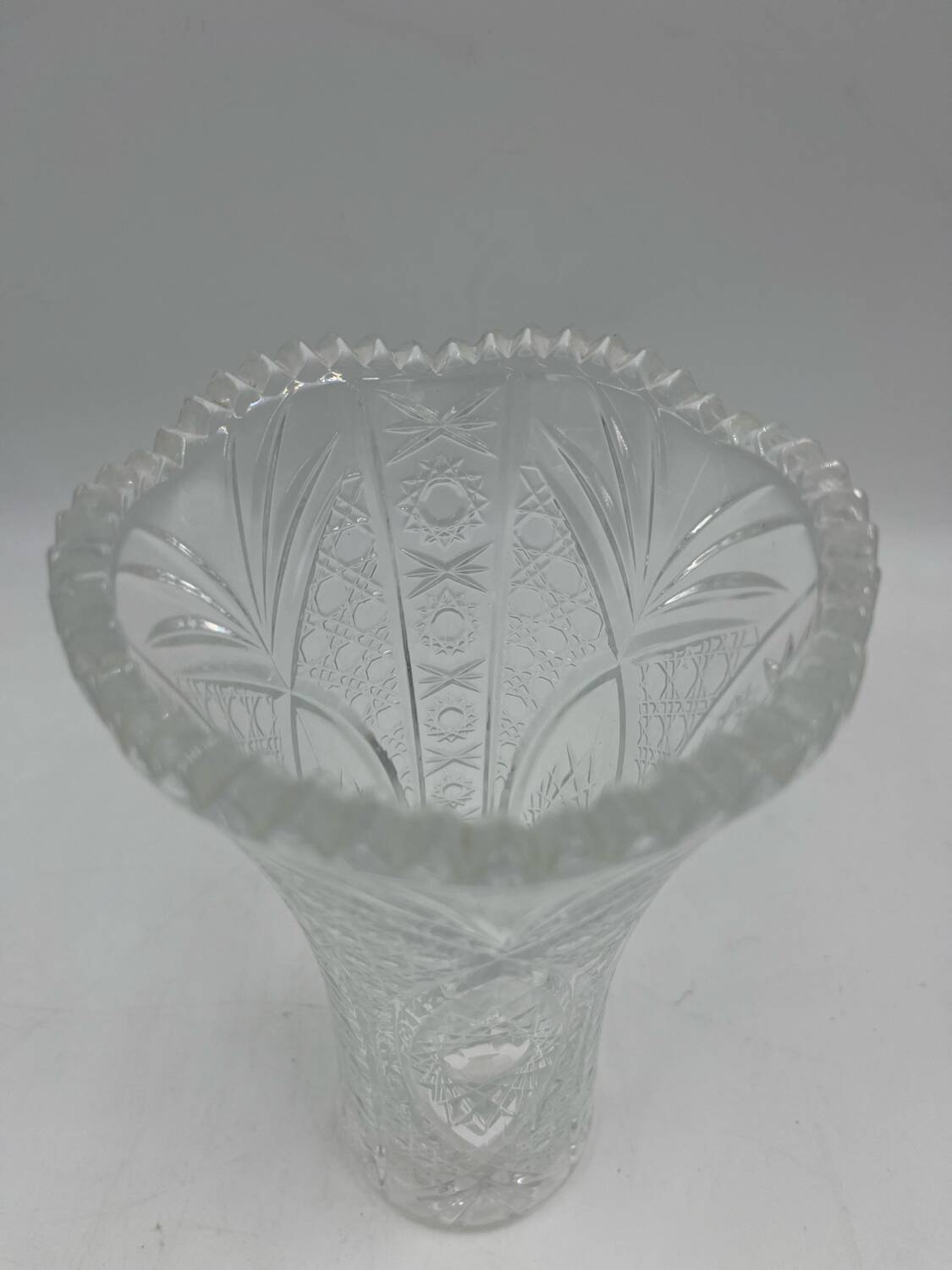 Large cut Bohemian crystal vase