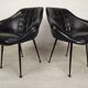 Vintage black skai armchairs