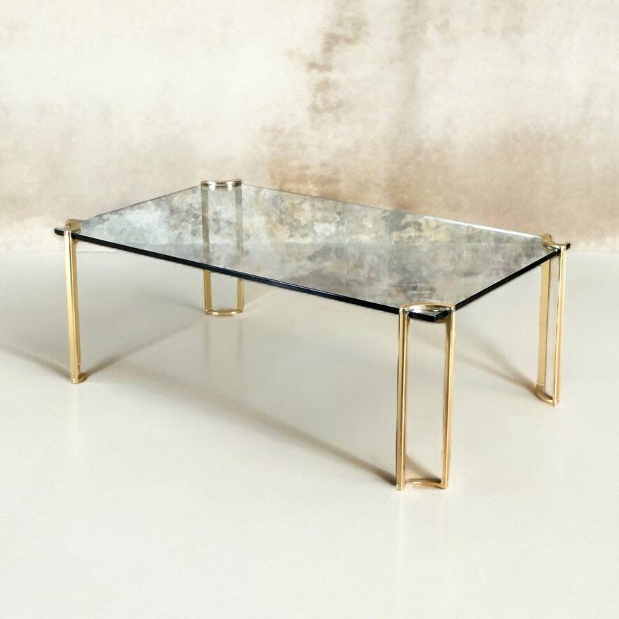 Brass and glass coffee table model T24 by Peter Ghyczy