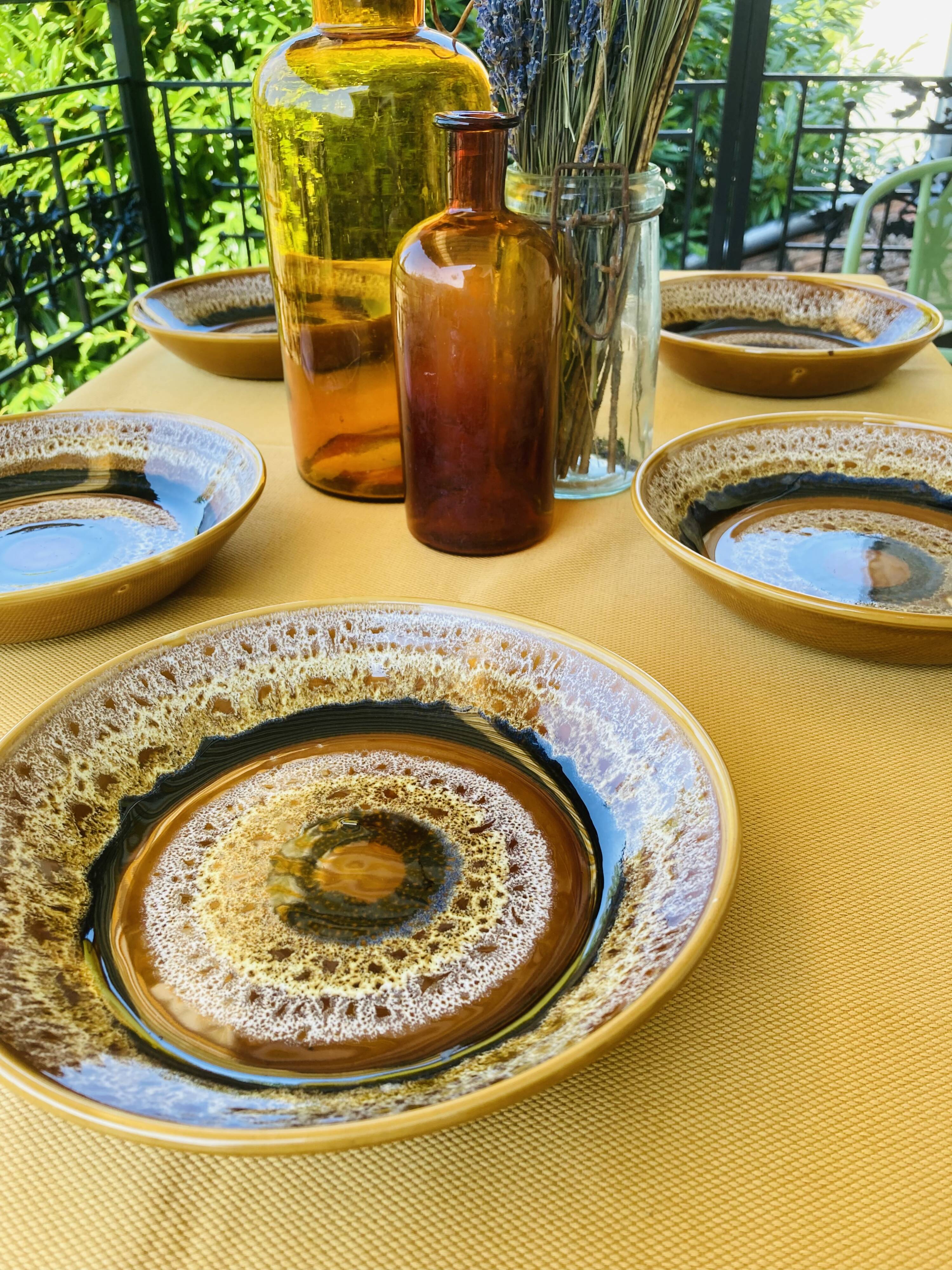 Assiettes creuses organiques et volcaniques Hawaï Sarrreguemines France