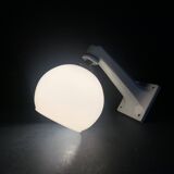 Pair of Art Deco porcelain wall lights with white Opaline globes, 1920