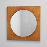 1970s Pair of Oak Large Square Mirrors, Czechoslovakia
