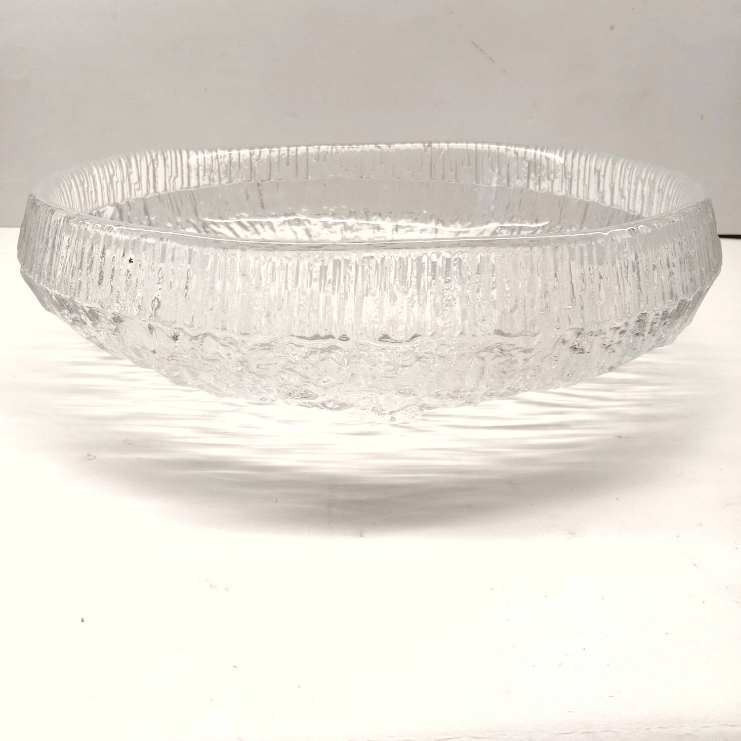 Crystal Bowl Empty Pocket 28 cm Signed Tapio Wirkkala Lunaria Design Finland