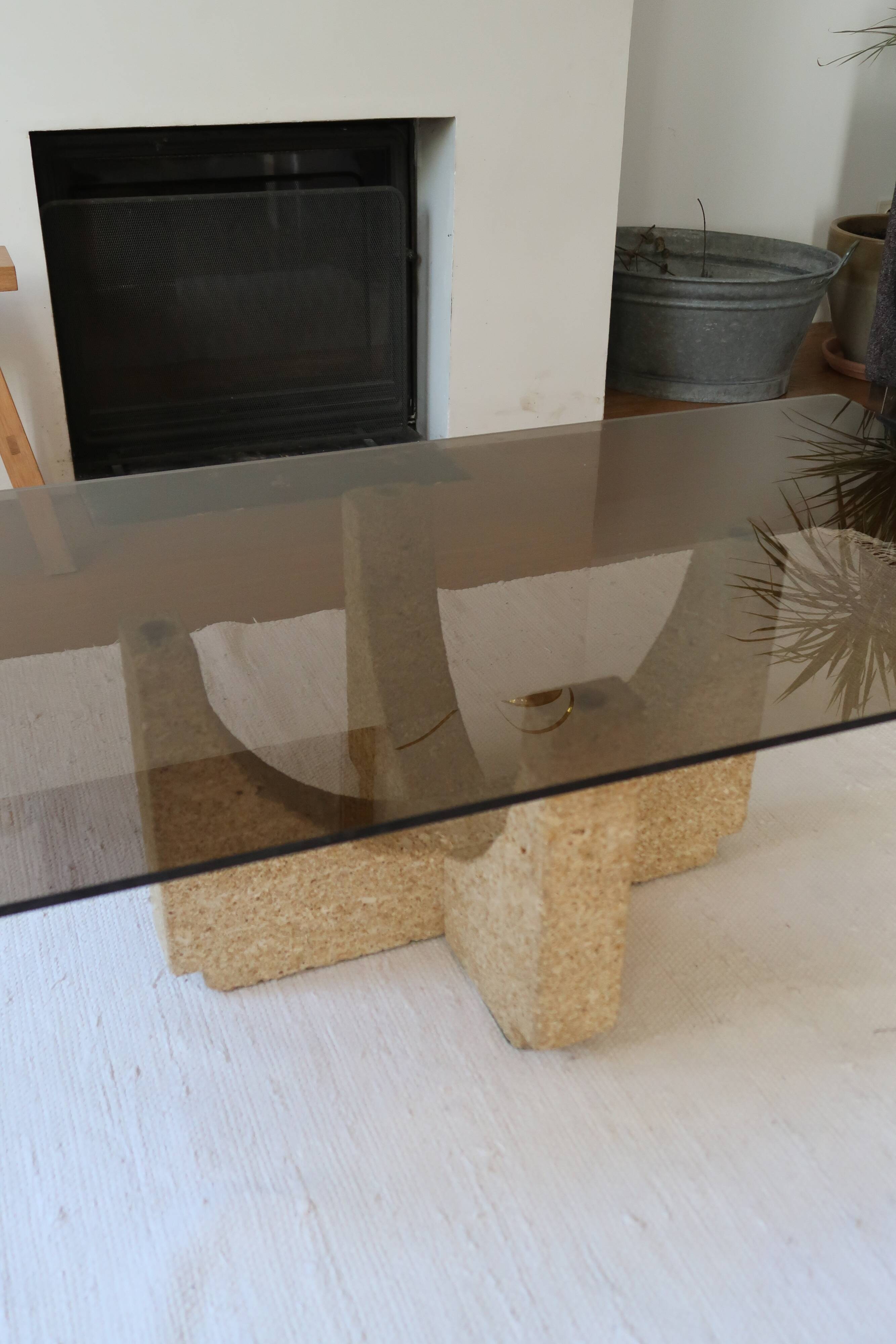 Large modernist coffee table smoked glass