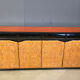 Vintage lacquer and burl wood credenza, 1980s