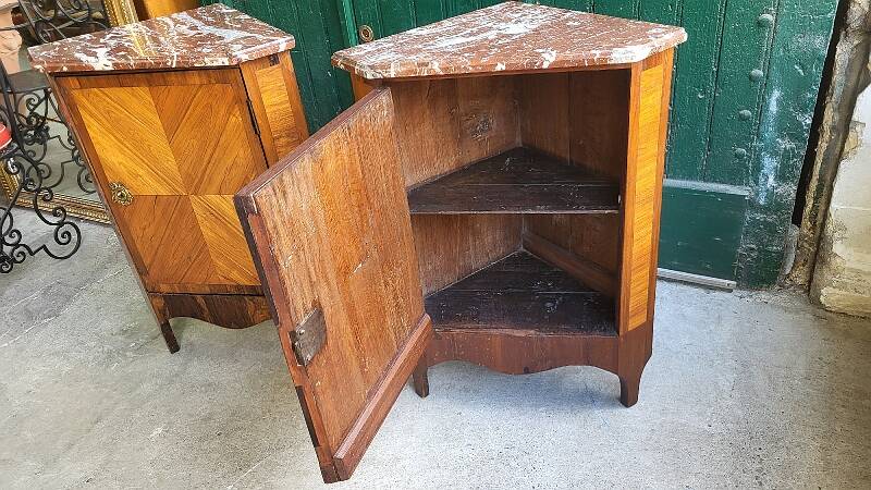 Pair of corner cabinets louis xvi corner furniture from the 18th century with a top ma