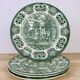 4 plates Green English Iron Earth Staffordshire England ironstone