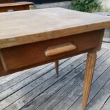 Ancienne table Bistrot - Bois - 2 tiroirs