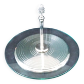 Cheese platter in glass and silver-plated metal Alexandre Gelb