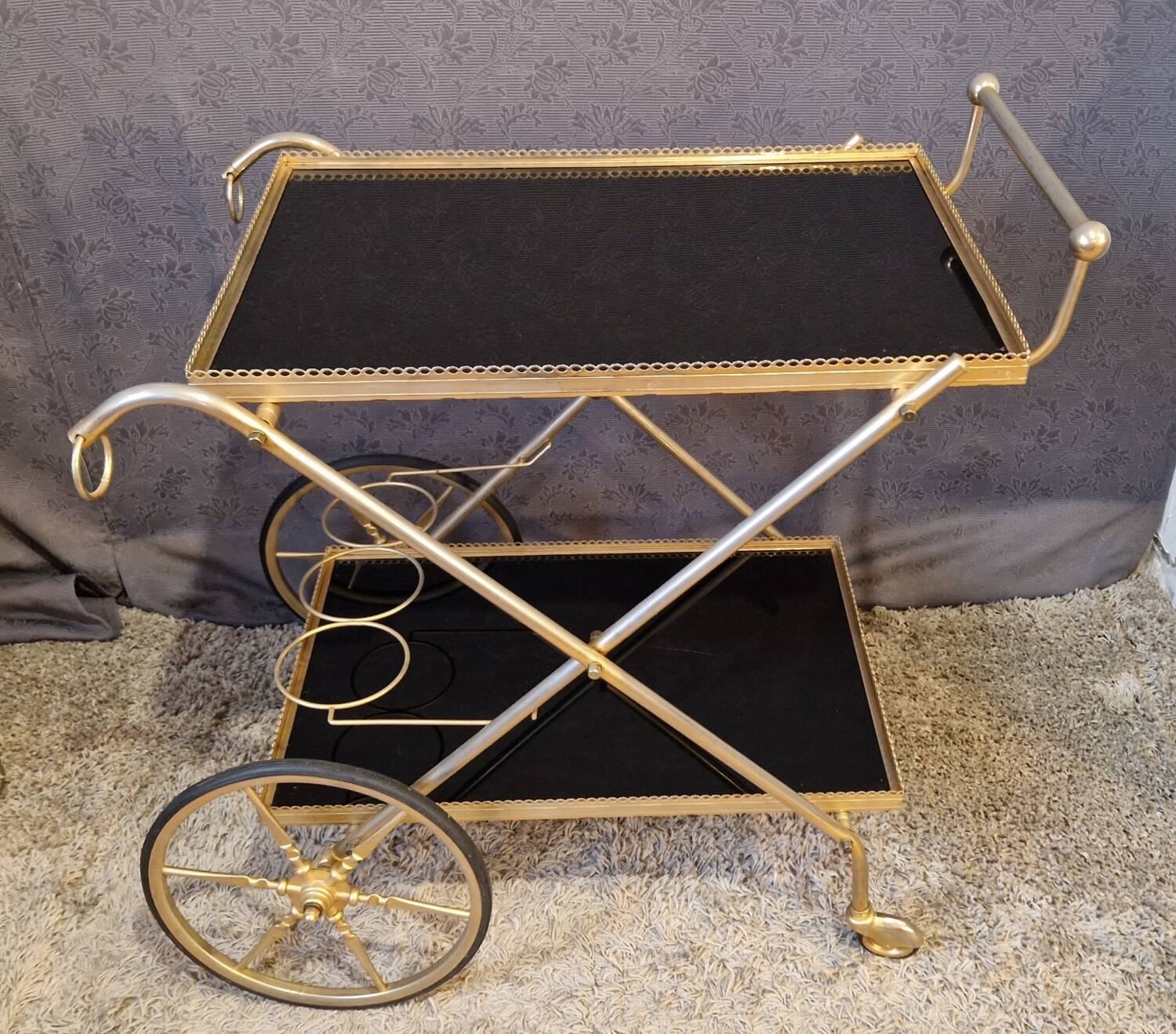 Brass rolling trolley