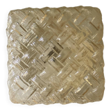 Applique murale plafonnier carré verre tresse ambre doré 1970 1980 seventies eighties