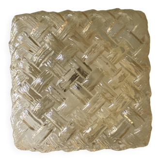 Wall light ceiling light square glass braid amber gold 1970 1980 seventies eighties