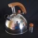 Art Deco manual kettle in stainless steel and wood, cap. 2L, 1930s