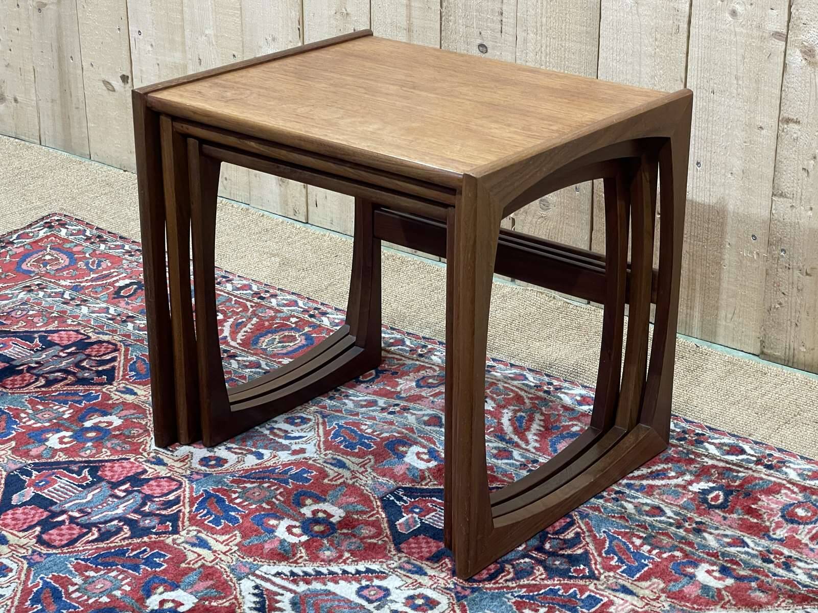 Set of 3 teak nesting tables from the GPlan brand from the 1970s