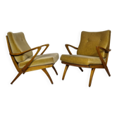 Lounge Chairs in Wood attributed to Guglielmo Ulrich, Set of 2, 1950s