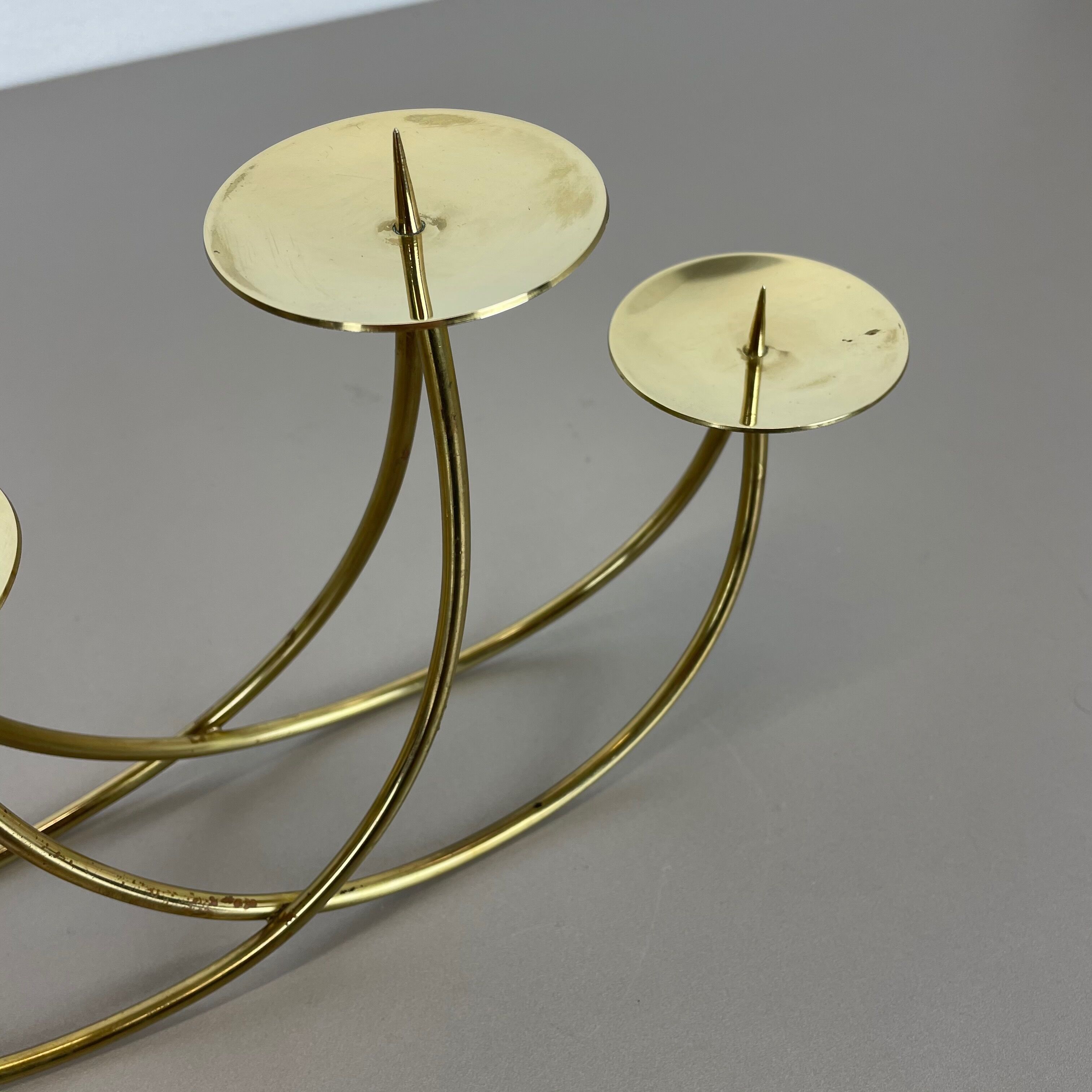 Sculptural solid brass candleholder by Harald Buchrucker Bauhaus, Germany, 1950s