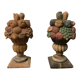 Paire de coupes de fruits et fleurs bois