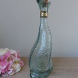 Vintage Italian glass fish bottle 75 cl, seaside decor 1970.