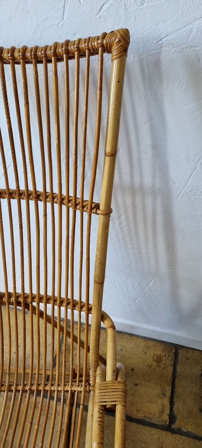 Large vintage rattan armchair