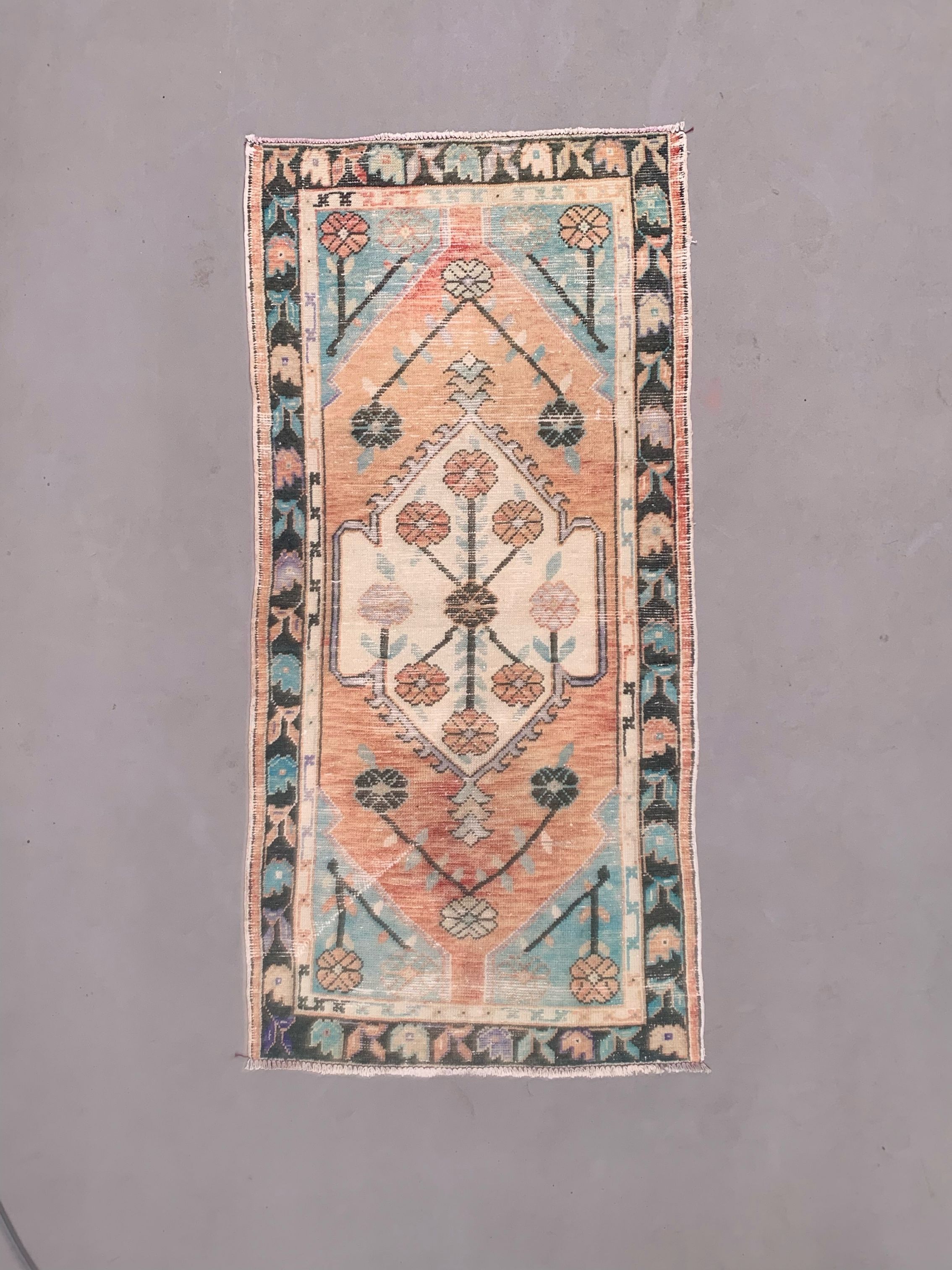 Turkish oushak rug 164x77 cm vintage carpet