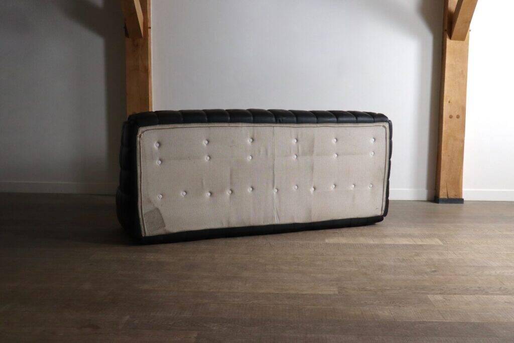 Kashima three seater sofa in black leather by Michel Ducaroy for Ligne Roset, 1970s