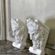Pair of white statuary marble consoles, with faun heads